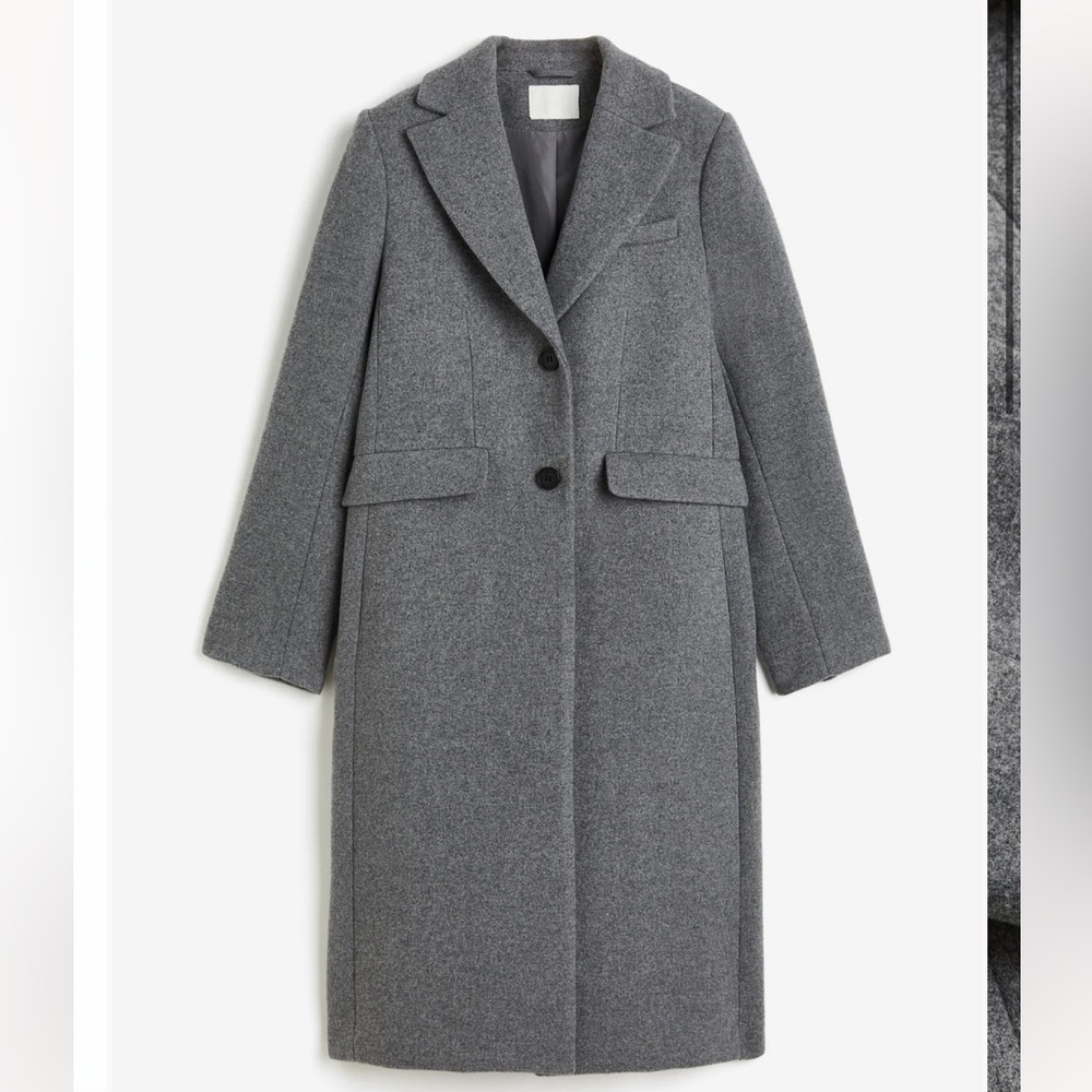 H&M Single-breasted grey wool overcoat size Medium